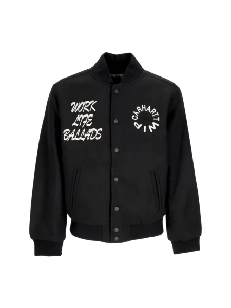 Kurtka bomber Carhartt Wip wełniany czarny