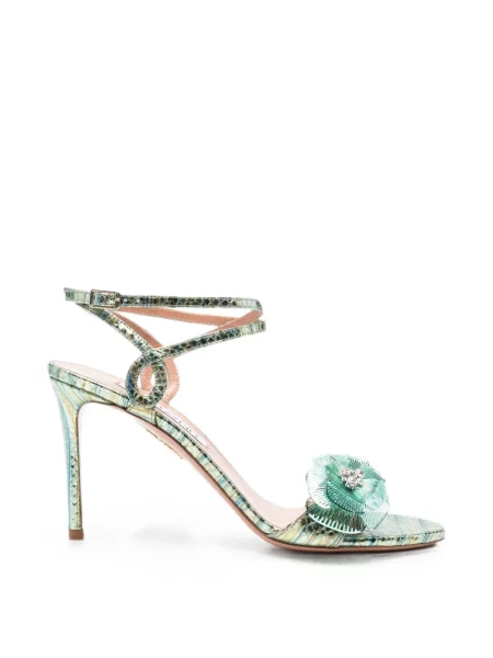 Sandale Aquazzura cu model floral cu aplicații verde