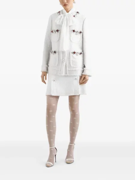Geacă Dolce & Gabbana din tweed alb
