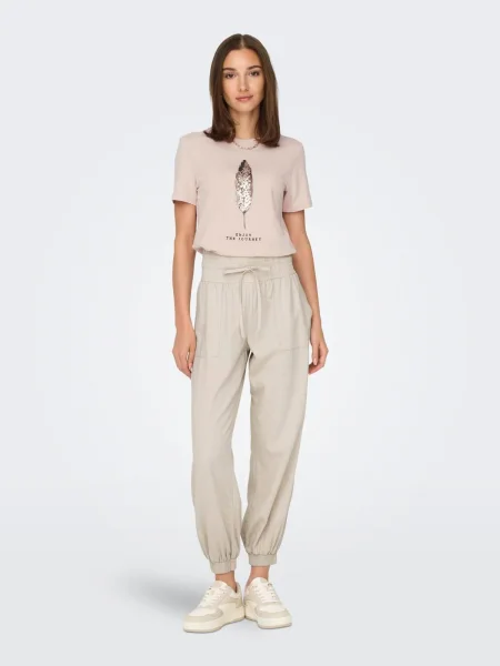 ONLY Tricou KITA roz pudră / negru / murdar alb