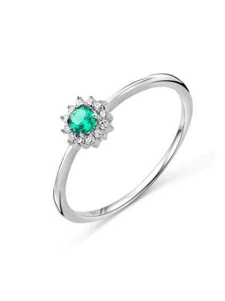 DIAMANT LETERNEL Inele Ring aus Weißgold mit Diamant mit Smaragd argintiu
