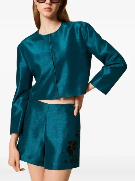 Pantaloni scurți Twinset cu broderie verde
