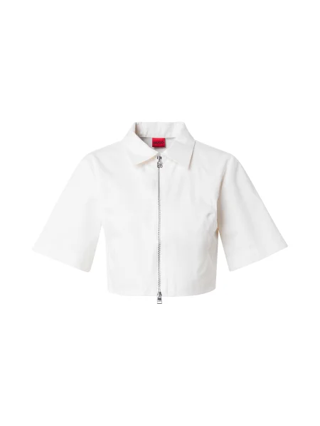 HUGO cămașă din femei bej cu guler clasic regular alb