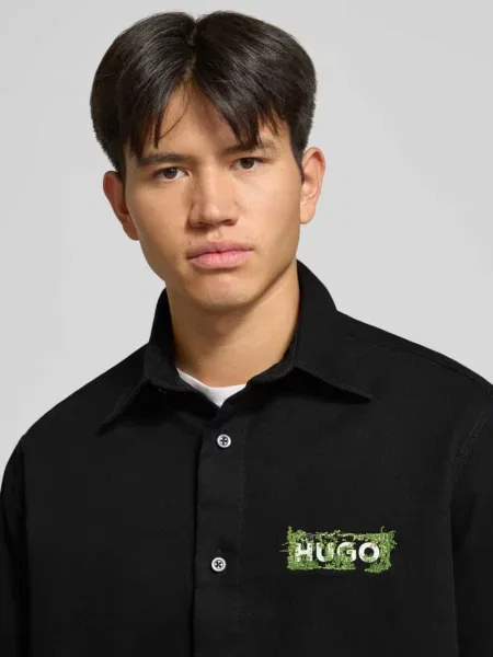 Koszula casualowa o kroju regular fit z czystej bawełny Hugo Blue czarna