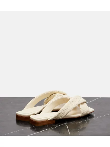 Kožené sandále Bottega Veneta biela