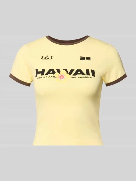 T-shirt w kroju slim fit z nadrukiem z przekazem model Molly' Noisy May