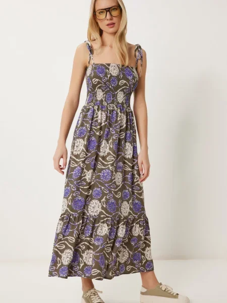 Happiness İstanbul Rochie de vară ecru / cobalt / oliv albastru