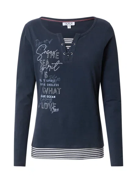 Soccx Majica Into The Blue marine / golobje modra / srebrna bela