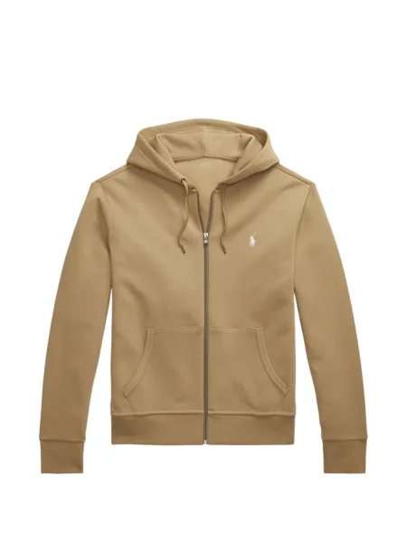 Tricou polo Polo Ralph Lauren cu glugă cu blană cu broderie roșu