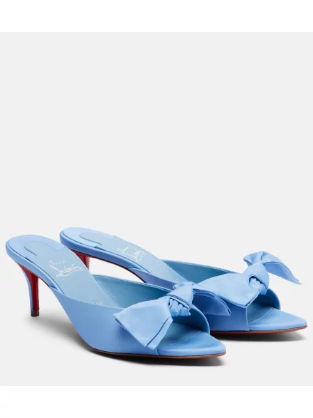 Svilene mules Christian Louboutin z lokom modra