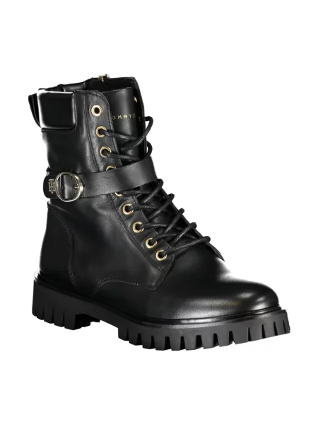 Botki Tommy Hilfiger biznesowe z nadrukiem czarne