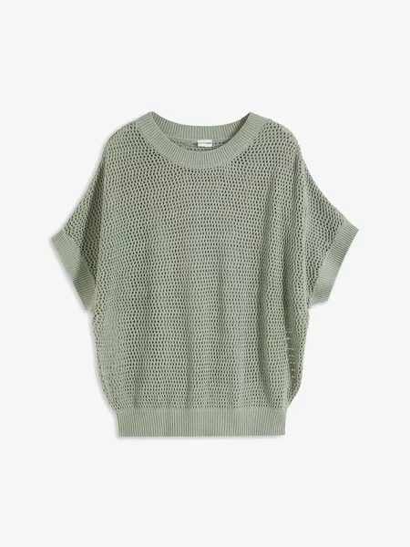 Sweter oversize z mieszanki bawełny zielony