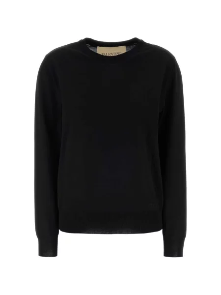 Pulover Valentino Garavani cu decolteu rotund negru
