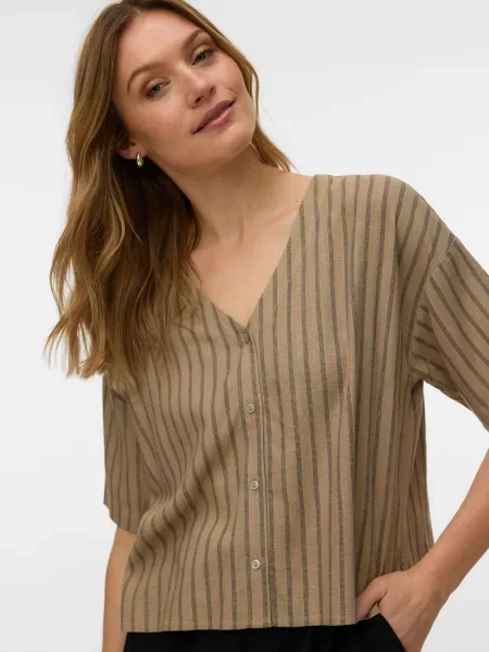 VERO MODA Bluză VMROSIE brocart / gri argintiu maro