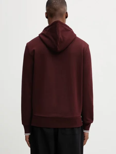 Fred Perry bluza rozpinana z kapturem bordowa