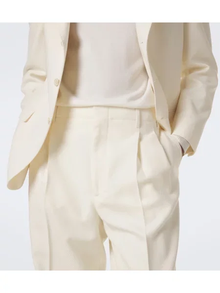 Pantaloni Brunello Cucinelli de lână alb