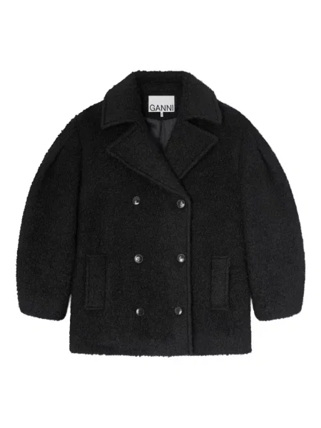 Geacă Ganni cu două rânduri de nasturi negru