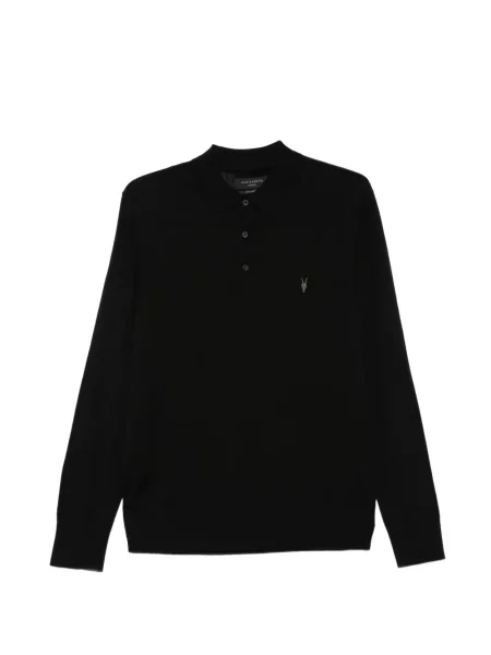Tricou polo Allsaints cu autograf negru