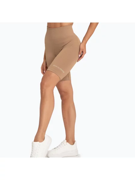Pantaloni scurți biker de antrenament pentru femei Gym Glamour Push Up nougat