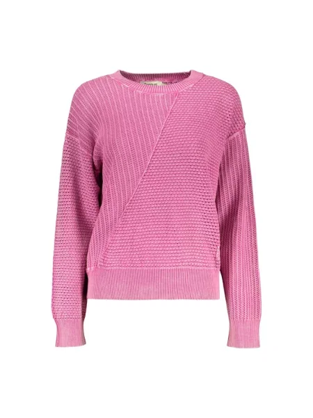 Dzianinowy sweter Desigual z długim rękawem różowy