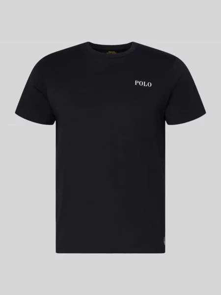 Góra od piżamy o kroju regular fit z czystej bawełny model ‘CREW-SLEEP-TOP’ Polo Ralph Lauren Underwear czarna