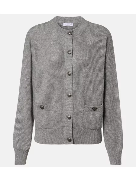 Cardigan Brunello Cucinelli din cașmir gri