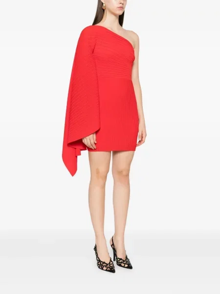 Rochie mini Solace London cu un umăr gol de costum roșu