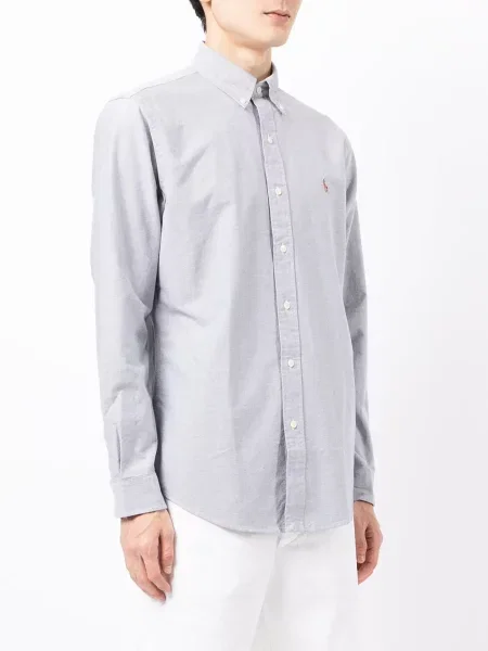 Haftowane długie jeansy Polo Ralph Lauren ze stretchu szare
