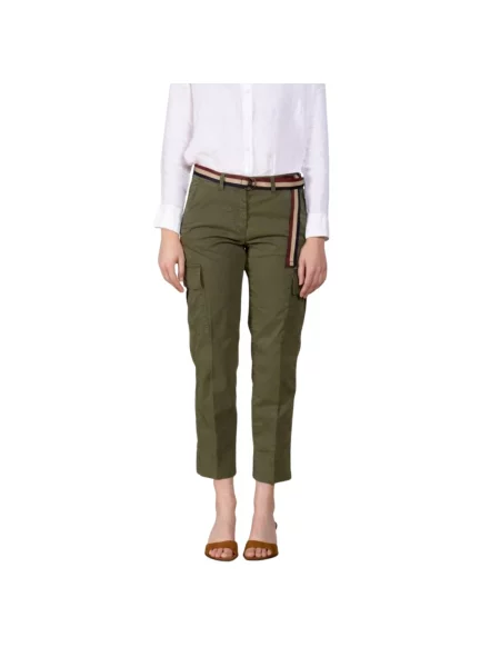 Lniane spodnie cargo Mason's zielone