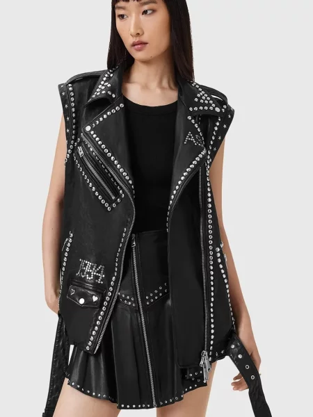 Шкіряна куртка Allsaints чорна