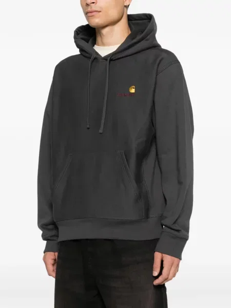 Суичър с качулка Carhartt Wip с автограф сиво