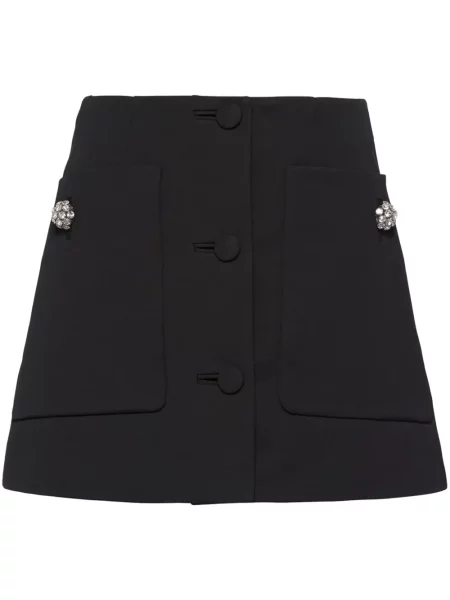 Fustă Prada de lână de cristal negru