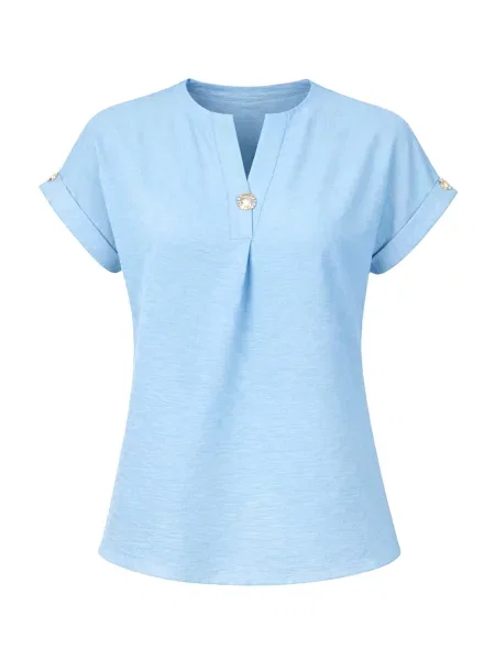 REGINA FASHION Blúzka Blouse with button svetlomodrá