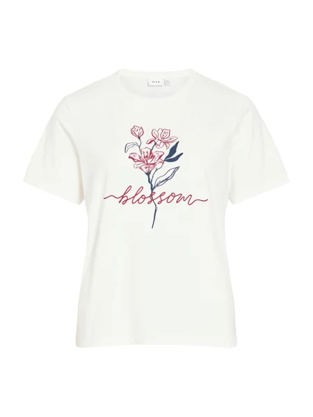 VILA Tricou VIVORA bleumarin / roșu vin alb