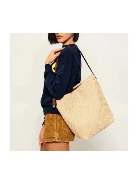 Pinko Geantă shopper BUCKET BIG TRITTICO cu adaos de piele bej