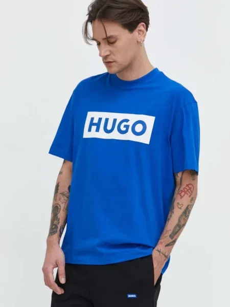 Футболка Hugo Blue з принтом синя