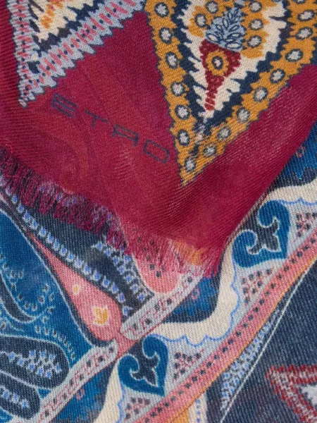 Fular Etro cu model floral albastru