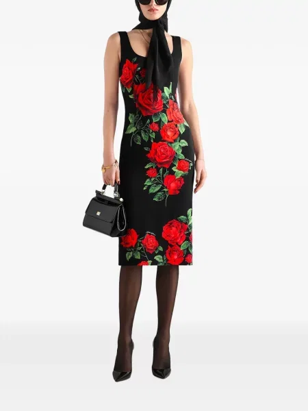 Αμάνικη μίντι φόρεμα Dolce & Gabbana με σχέδιο μαύρο