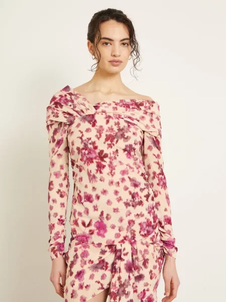 Isabel Marant Hedvábná Halenka Danka fuchsiová / krémová