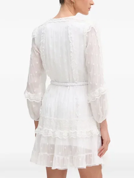 Rochie mini Hale Bob cu volane din dantelă alb