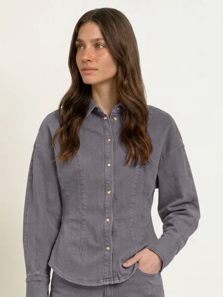Inwear Džínová Bunda Harukiiw medium grey wash denim šedá
