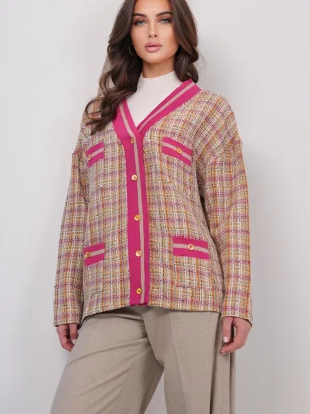 Trend Alaçatı Stili Geacă de primăvară-toamnă bej / maro coniac / fucsia negru