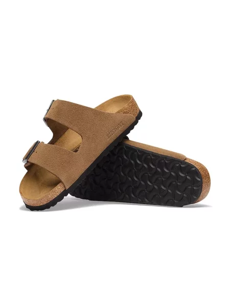Birkenstock чехли дамски от велур Arizona Suede Leather кафяво