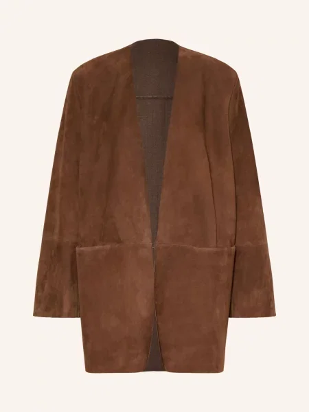 Max Mara Kožená Bunda Fumato hnědá