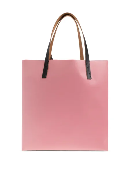 Geantă shopper Marni din piele cu imagine roz