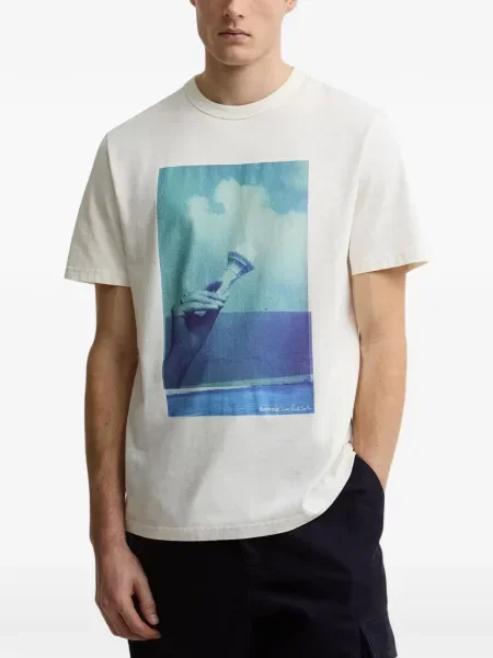Grafic tricou Barbour cu imagine alb
