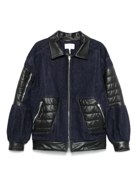 Kurtka jeansowa Mitiliane Couture skórzana niebieska