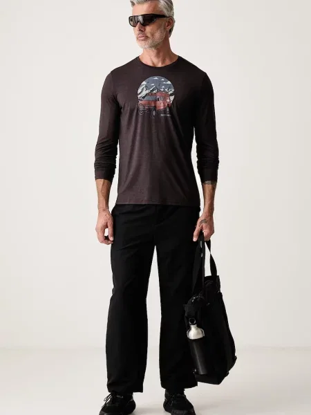 Tricou cu mânecă lungă Smartwool de lână maro