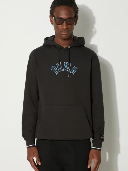 Кофта Puma Classics Play Paris Hoodie з капюшоном з аплікацією чорний