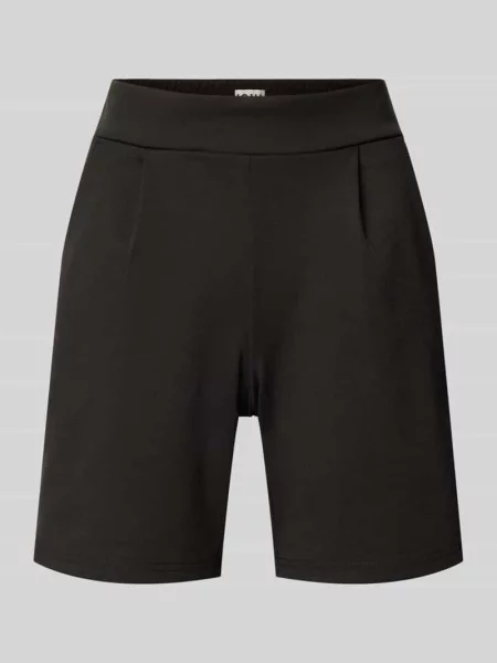 Szorty o kroju regular fit z zakładkami w pasie model ‘Kate’ Ichi czarne